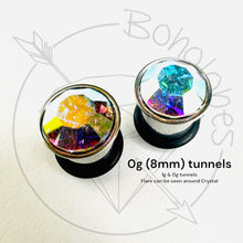 Load image into Gallery viewer, Crystal plugs stainless steel plugs / tunnels for gauges / stretched ears Sizes: 6g, 4g, 2g, 1g, 0g