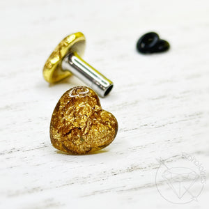 Heart glitter gold rose gold silver hider plugs for gauged ears: 14g 12g 10g 8g 6g 4g 2g 1g 0g