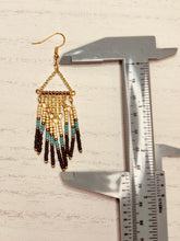 Load image into Gallery viewer, Hand beaded fringe bohemian tassel tribal dangle plugs gauges 6g - 1"