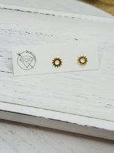 Load image into Gallery viewer, Sun stud gold steel earrings