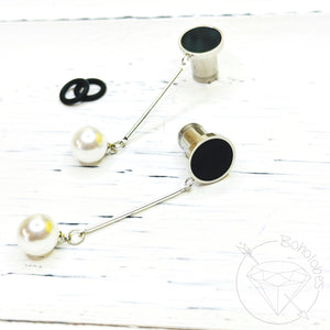 Gold and black silver and black pearl plugs gauges tunnels 4g 2g 1g 0g 11/32" 00g 7/16" 1/2" 9/16" 5/8" 3/4" 7/8" 1"