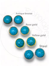 Load image into Gallery viewer, Turquoise cameo hider plugs tunnels for gauged ears: 6g 4g 2g 1g 0g 00g