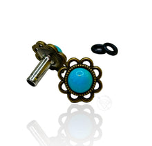 Load image into Gallery viewer, Blue turquoise flower plugs gauges: 14g - 7/16"