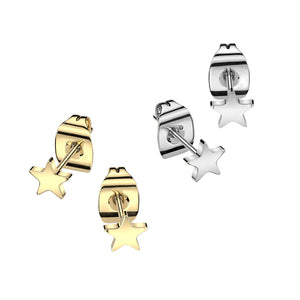 Star stud gold steel earrings