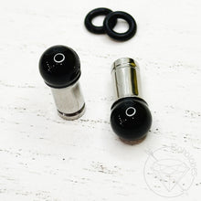 Load image into Gallery viewer, Black onyx ball gauges 4mm 6mm 8mm ball plugs: 14g 12g 10g 8g 6g 4g 2g 1g (7mm)