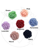 Load image into Gallery viewer, Large matte rose flower plugs gauges for gauged or stretched ears: Sizes 8g, 6g, 4g, 2g, 1g, 0g, 11/32", 00g, 7/16", 1/2"