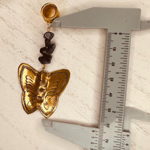 Load image into Gallery viewer, Vintage brass butterfly / moth stone screw back plugs gauges tunnels: 2g 0g 00g 1/2" 9/16" 5/8" 18mm 20mm 22mm 25mm