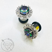 Load image into Gallery viewer, Art deco rhinestone rainbow steel formal wedding bridal plugs gauges 6g 4g 2g 1g 0g 11/32" 00g 7/16" 1/2”