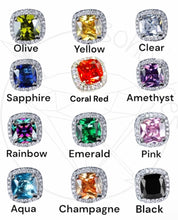 Load image into Gallery viewer, Crystal plugs Square CZ halo stud white gold silver wedding plugs for gauged or stretched ears: Sizes 12g 10g 8g 6g 4g 2g 1g 0g