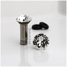 Load image into Gallery viewer, Crystal plugs stainless steel plugs / tunnels for gauges / stretched ears Sizes: 6g, 4g, 2g, 1g, 0g