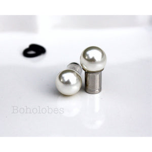 White pearl 6mm 8mm 10mm 12mm ball plugs: 14g - 7/16"