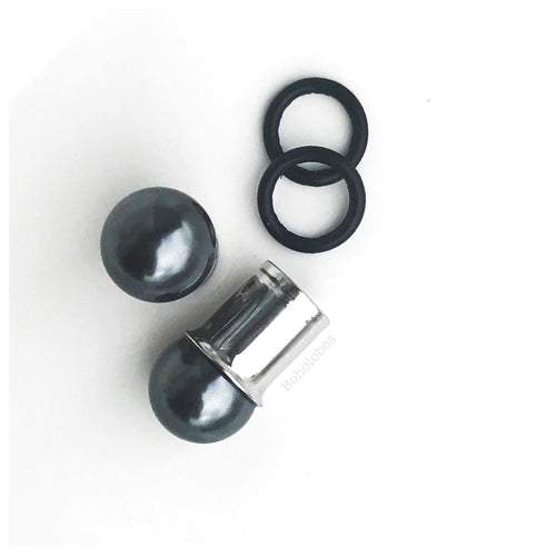Dark gray pearl plugs 6mm 8mm 10mm 12mm sizes 14g - 0g