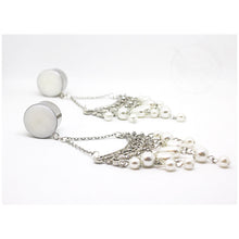 Load image into Gallery viewer, Chandelier bohemian crystal pearl dangle plugs: 2g -1&quot;