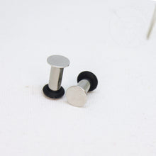 Load image into Gallery viewer, Brushed steel disk minimalist stud plugs 14g 12g 10g 8g 6g 4g