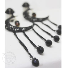 Load image into Gallery viewer, Black celestial crescent moon goth dangle plugs gauges 2g 1g 0g 00g 7/16&quot; 1/2” 6mm 7mm 8mm 10mm 11mm 12mm