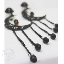 Load image into Gallery viewer, Black celestial crescent moon goth dangle plugs gauges 2g 1g 0g 00g 7/16" 1/2” 6mm 7mm 8mm 10mm 11mm 12mm