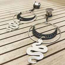 Load image into Gallery viewer, Bohemian moon phase snake python plugs gauges tunnels 8g - 1"