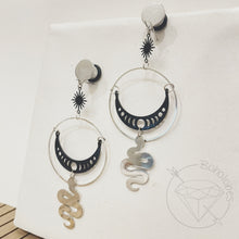 Load image into Gallery viewer, Bohemian moon phase snake python plugs gauges tunnels 8g - 1"