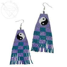 Load image into Gallery viewer, Beaded yin yang dangle plugs dangle earrings - pair