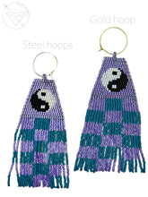 Load image into Gallery viewer, Beaded yin yang dangle plugs dangle earrings - pair