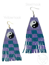 Load image into Gallery viewer, Beaded yin yang dangle plugs dangle earrings - pair