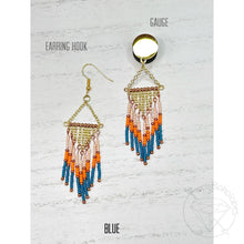 Load image into Gallery viewer, Hand beaded fringe bohemian tassel tribal dangle plugs gauges 6g - 1"
