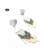 Load image into Gallery viewer, Hand beaded fringe bohemian tassel tribal dangle plugs gauges 6g - 1"