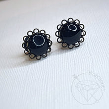Load image into Gallery viewer, Black Agate lace cameo hider plugs tunnels for gauged ears: 6g 4g 2g 1g 0g 11/32" 00g