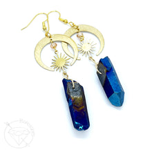 Load image into Gallery viewer, Bohemian moon phase quartz plugs gauges tunnels 8g 6g 4g 2g 1g 0g 00g 7/16" 1/2 9/16" 5/8" 3/4" 7/8" 1"