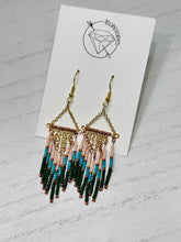 Load image into Gallery viewer, Hand beaded fringe bohemian tassel tribal dangle plugs gauges 6g - 1"