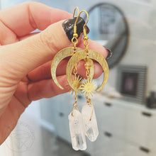 Load image into Gallery viewer, Bohemian moon phase quartz plugs gauges tunnels 8g 6g 4g 2g 1g 0g 00g 7/16" 1/2 9/16" 5/8" 3/4" 7/8" 1"