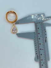 Load image into Gallery viewer, Stainless steel rhinestone yellow gold or white gold toned drop dangle plugs: 2g 0g 00g 1/2" 9/16" 5/8" 18mm 20mm 22mm 25mm