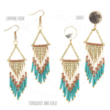 Load image into Gallery viewer, Hand beaded fringe bohemian tassel tribal dangle plugs gauges 6g - 1"