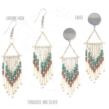 Load image into Gallery viewer, Hand beaded fringe bohemian tassel tribal dangle plugs gauges 6g - 1"