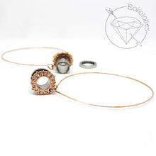 Load image into Gallery viewer, Rose gold hoop plugs cz rhinestone dangle plugs: 2g - 5/8&quot;
