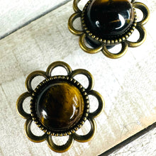 Load image into Gallery viewer, Tiger Eye Flower Plugs: Daisy Tunnels / Plugs