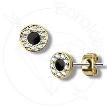 Load image into Gallery viewer, Mini rhinestone minimalist stud plugs 14g 12g 10g 8g 6g 4g