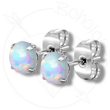 Load image into Gallery viewer, Mini opal prong set round minimalist stud plugs 14g 12g 10g 8g 6g