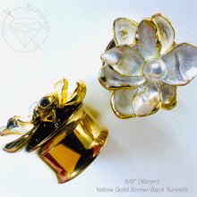 Load image into Gallery viewer, Pearl Flower Plugs / Tunnels – 22mm Floral Charm Earrings 2g 1g 0g 11/32” 00g 7/16” 1/2” 9/16”