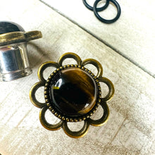 Load image into Gallery viewer, Tiger Eye Flower Plugs: Daisy Tunnels / Plugs