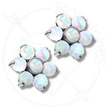 Load image into Gallery viewer, Mini opal prong set flower minimalist stud plugs 14g 12g 10g 8g