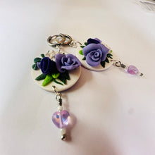 Load image into Gallery viewer, Lavender Floral Plug Earrings | Crystal Dangle Tunnels 14g 12g 10g 8g 6g 4g 2G 0G 00G 1/2" 9/16" 5/8" 11/16" 3/4” 13/16" 7/8" 1" 1 1 1/8"