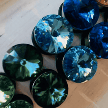 Load image into Gallery viewer, Austrian Crystal plugs stainless steel plugs for stretched ears Sizes: 00g 7/16” 1/2” 9/16” 5/8” 11/13” 3/4” 13/16”