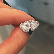 Load image into Gallery viewer, Clear crystal heart stud plugs 14g 12g 10g 8g 6g 4g 2g - valentines day