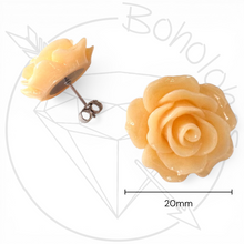 Load image into Gallery viewer, Large Resin Rose Flower Plugs: Gauged Ear Stretcher Tunnels 14g 12g 10g 8g 6g 4g 2g 1g 0g 11/32” 00g 7/16” 1/2”