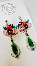 Load image into Gallery viewer, Lavender Floral Plug Earrings | Crystal Dangle Tunnels 14g 12g 10g 8g 6g 4g 2G 0G 00G 1/2" 9/16" 5/8" 11/16" 3/4” 13/16" 7/8" 1" 1 1 1/8"