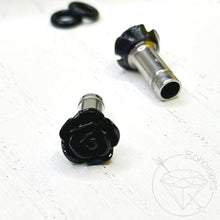 Load image into Gallery viewer, Small rose flower plugs for gauged ears: 14g 12g 10g 8g 6g 4g