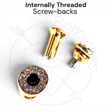 Load image into Gallery viewer, Mini rhinestone minimalist stud plugs 14g 12g 10g 8g 6g 4g