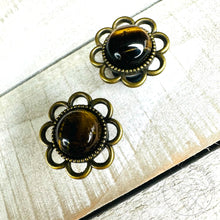 Load image into Gallery viewer, Tiger Eye Flower Plugs: Daisy Tunnels / Plugs