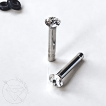 Load image into Gallery viewer, Tiny 4mm Austrian crystal stainless steel plugs / tunnels for gauges / stretched ears Sizes: 14g, 12g, 10g, 8g